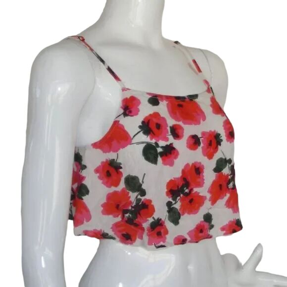 BILLABONG Swim cover/Camisole, M, Cropped, White/Red Floral, Straps - Picture 2 of 11